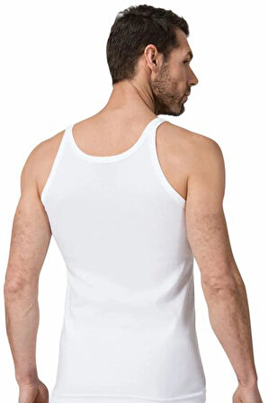 122 Tam Pamuklu Ribana Ince Askılı Erkek Atlet Beyaz