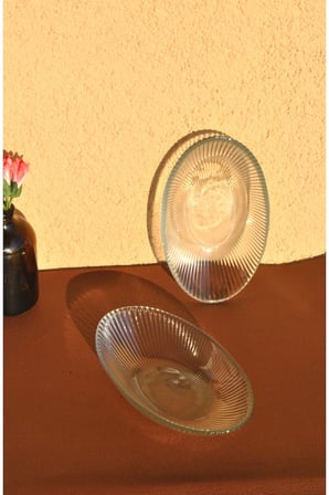 2 Adet Cam Sunum Mini Kayık Tabak Meze Tabağı 15 Cm Çerez Kasesi