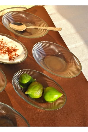 2 Adet Cam Sunum Mini Kayık Tabak Meze Tabağı 15 Cm Çerez Kasesi