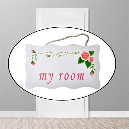caselka® Decotown My Room Benim Odam Dekoratif Çiçek Desenli Kapı Askısı