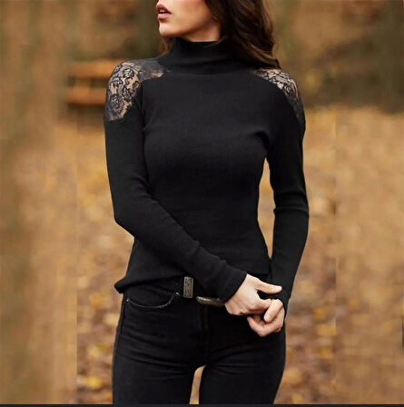 Omzu Dantel Detaylı Kadın Body