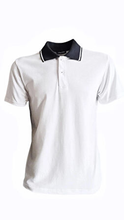 Polo Yaka Tshirt -Beyaz/Lacivert