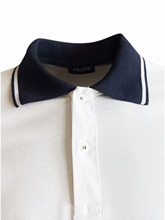 Polo Yaka Tshirt -Beyaz/Lacivert