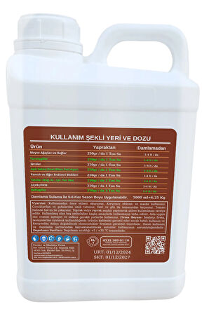 Humilex-5lt Hümik ve Fulvik Asit İçerikli Sıvı Organik  Gübre-(Fabrikadan Halka Üretim Zinciri)