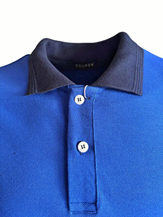 Polo Yaka Tshirt - Sax Mavi/Lacivert Yaka