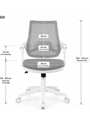 Yenilik Rüzgarı Çalışma Koltuğu Ergonomik Gri Beyaz Ofis Sandalyesi  Mavi