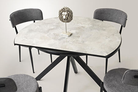 Nova Alfa Yuvarlak Açılır MDF Mutfak Masa Sandalye Takımı 70x120