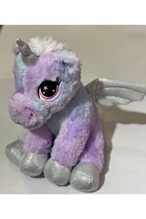 Unicorn Lila Renkli Simli Parlak Peluş Uyku Arkadaşı Çocuk Oyuncak 40 Cm