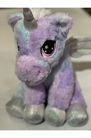 Unicorn Lila Renkli Simli Parlak Peluş Uyku Arkadaşı Çocuk Oyuncak 40 Cm