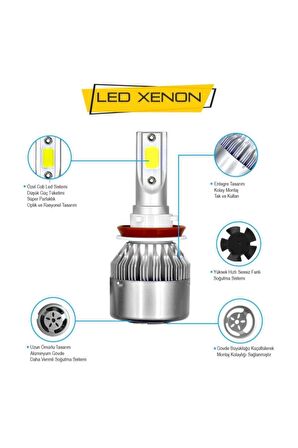 H1 Led Xenon Far Ampülü C6 Kasa Şimşek Etkili Beyaz Işık