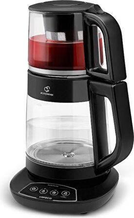 Karaca Çaysever 3 in 1 Konuşan Cam Çay Makinesi Su Isıtıcı ve Mama Suyu Hazırlama 1700W Black