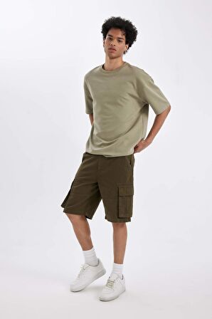 DeFacto Relax Fit Düz Paça Gabardin Bermuda Şort C5382AX24SMKH341
