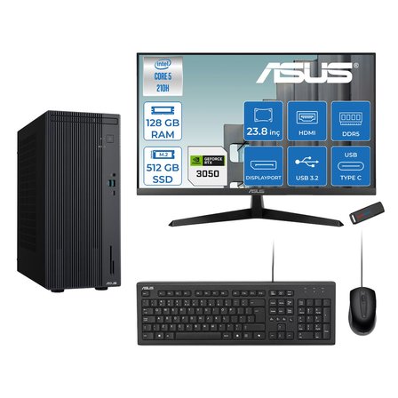 Asus Expertcenter P500MV Intel® Core™ Ultra 5 210H 4.8ghz Aı 128GB Ddr5 512GB SSD 23.8" 120Hz 6GB/RTX3050 Freedos Mini Tower Masaüstü Bilgisayar D52108512B0D23F37+ZETTAUSBBELLEK