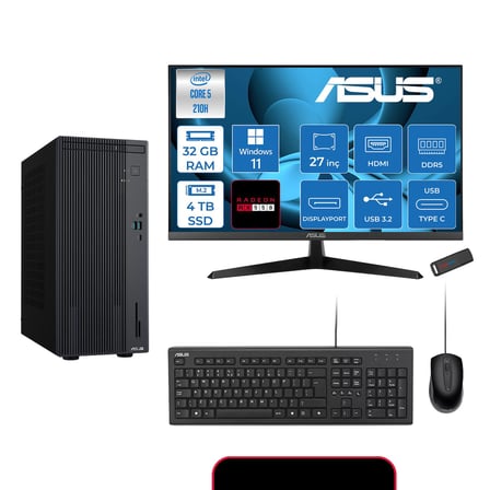 Asus Expertcenter P500MV Intel® Core™ Ultra 5 210H 4.8ghz Aı 32GB Ddr5 4tb SSD 27" 120Hz 4GB/RX550  WIN11HOME Mini Tower Masaüstü Bilgisayar E52108512B0D21H15+ZETTAUSBBELLEK