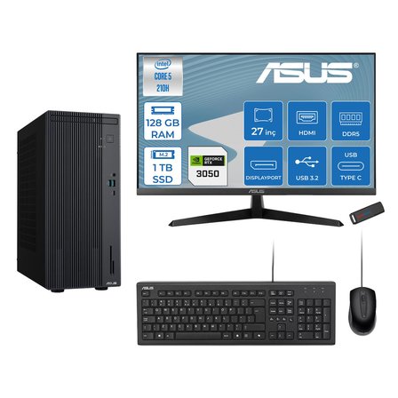Asus Expertcenter P500MV Intel® Core™ Ultra 5 210H 4.8ghz Aı 128GB Ddr5 1tb SSD 27" 120Hz 6GB/RTX3050 Freedos Mini Tower Masaüstü Bilgisayar E52108512B0D23F38+ZETTAUSBBELLEK