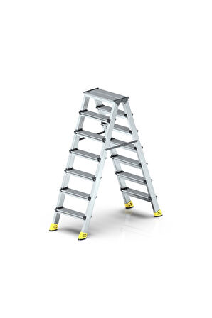 Yakut Serisi – 7+7 Alüminyum Çift Çıkışlı Merdiven | Ev, Bahçe ve İş Yerleri için Güvenli Çözüm