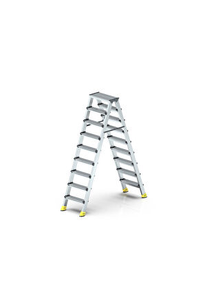 Yakut Serisi – 9+9 Alüminyum Çift Çıkışlı Merdiven Bahçe, Ev, Depo ve Atölye için Güvenli Çözüm