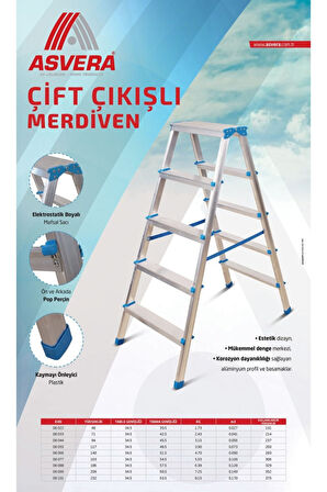 Yakut Serisi – 9+9 Alüminyum Çift Çıkışlı Merdiven Bahçe, Ev, Depo ve Atölye için Güvenli Çözüm