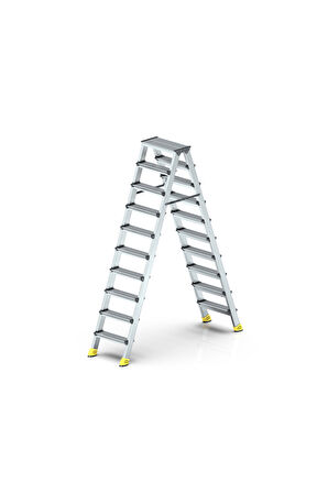 Safir Serisi – 10+10 Alüminyum Çift Çıkışlı Merdiven | Depo, Garaj, Atölye, Çalışma Alanı