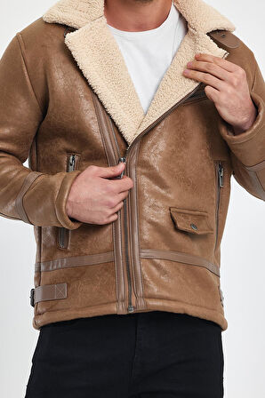 Erkek Kürklü Süet Deri Mont Ceket