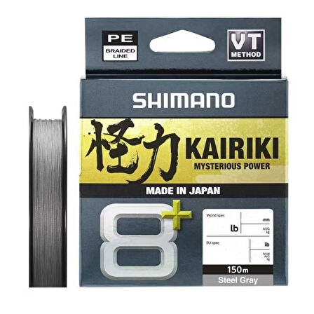 Shimano Kairiki 8⁺ İp Olta Misinası 150mt Steel Gray-0,100 MM