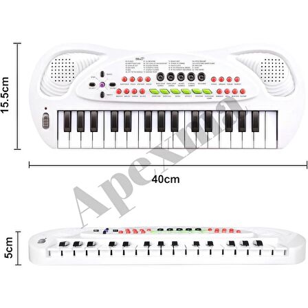Oyuncak 32 Tuşlu Mikrofonlu Org - Müzik Aletleri Oyuncak Piyano (Beyaz)