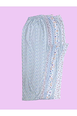 6'lı  Emprime Anne Kışlık Düz Paçalı Pijama Alt-224