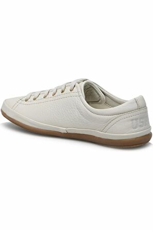 . JOJO Hakiki Deri Kadın Sneaker Yürüyüş Günlük Ayakkabı Bej