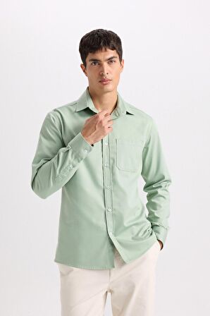 DeFacto Regular Fit Polo Yaka Gabardin Uzun Kollu Gömlek D4934AX24AUKH434