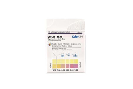 Colorkim Ph 4,5-10 Ölçer Test Kağıtları + Turnisol Ph Test Kiti Çubukları Kutu Içerisinde Ölçüm Çubuğu 100'lü Colorkim
