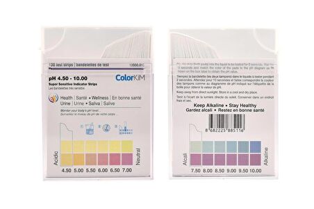 Colorkim Ph 4,5-10 Ölçer Test Kağıtları + Turnisol Ph Test Kiti Çubukları Kutu Içerisinde Ölçüm Çubuğu 100'lü Colorkim