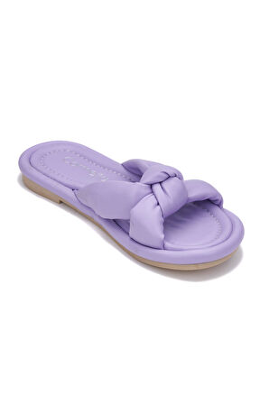 Günlük Kadın Puf Terlik Yumuşak Taban Hafif Esnek Pofuduk Kurdeleli Yazlık Rahat Sandalet 023