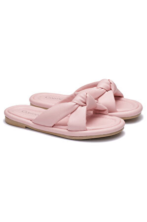 Günlük Kadın Puf Terlik Yumuşak Taban Hafif Esnek Pofuduk Kurdeleli Yazlık Rahat Sandalet 023