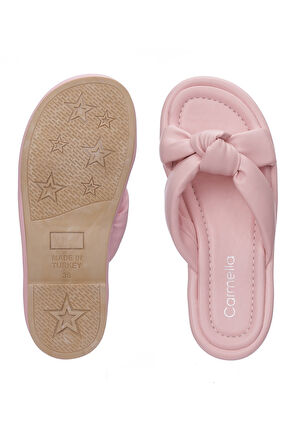 Günlük Kadın Puf Terlik Yumuşak Taban Hafif Esnek Pofuduk Kurdeleli Yazlık Rahat Sandalet 023