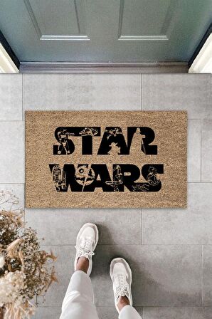 Dormot Home Modern Dijital Baskı - Kahverengi Star Wars Paspas- 45x70cm Kapı Önü Paspası