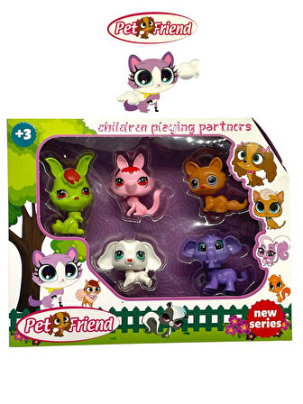 Miniş Oyuncak Karakterleri Littlest Pets Shop 5 'li Miniş Ailesi