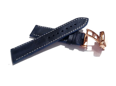 Fado Her Saate Uygun  Kelebek  Toka  22  mm   Hakiki Deri (234) ROSE  TOKA  MAVİ