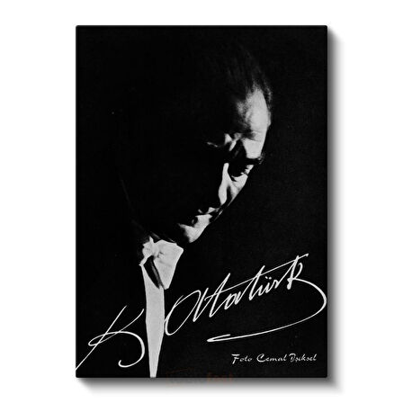İmzalı Atatürk - Siyah Beyaz Sanatsal Portre Kanvas Tablo
