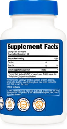 Chlorophyll (100mg) 120 Softgels - Gluten-Free, 60 Servings
