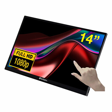 Verbatim PMT-14 14" 60Hz 6Ms HDMI+USB-C HDR FullHD FreeSync IPS Taşınabilir Dokunmatik Monitör