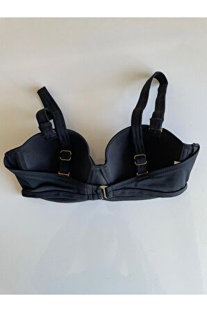 Siyah DAR KALIP Straplez Model İçi Boş Kap Bikini Üstü