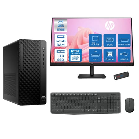Hp Prodesk 2 Tower G1I Intel I5 14500  Up To 5,0ghz 32GB Ddr5 1tb SSD Intel® UHD Graphics 770 Freedos Mini Tower +27" 100HZ Monitör Masaüstü Bilgisayar 27B6YE4ETF13+ZETTAUSBBELLEK