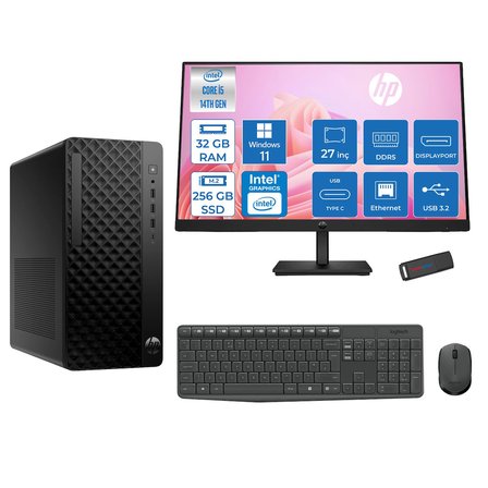 Hp Prodesk 2 Tower G1I Intel I5 14500  Up To 5,0ghz 32GB Ddr5 256GB SSD Intel® UHD Graphics 770 WIN11HOME Mini Tower +27" 100HZ Monitör Masaüstü Bilgisayar 27B6YE4ETH11+ZETTAUSBBELLEK