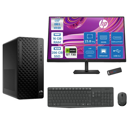 Hp Prodesk 2 Tower G1I Intel I5 14500  Up To 5,0ghz 16GB Ddr5 256GB SSD 4GB/GT730 Freedos Mini Tower +23.8 100HZ Monitör Masaüstü Bilgisayar 24B6YE4ET27F01+ZETTAUSBBELLEK