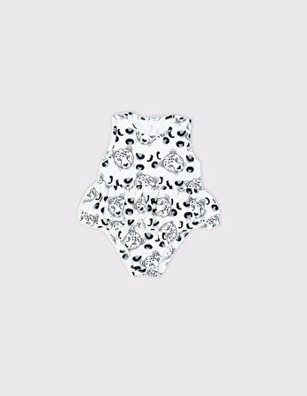 Bebek Pamuk Kaplan Baskılı Fırfırlı Tulum