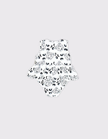 Bebek Pamuk Kaplan Baskılı Fırfırlı Tulum