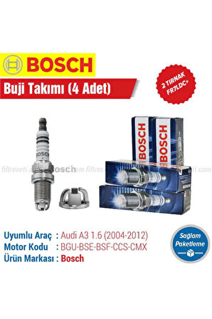 Audi A3 1.6 Bosch Çift Tırnak Buji Takımı 2004-2005-2006-2007-2008-2009-2010-2011-2012