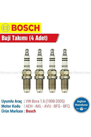 Bosch Vokswagen Bora 1.6 Bosch ÇİFT TIRNAK Buji Takımı  1998 1999 2000 2001 2002 2003 2004 2005