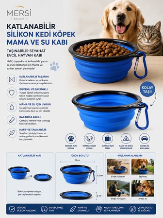 Katlanabilir Silikon Kedi Köpek Mama ve Su Kabı | Taşınabilir Seyahat Evcil Hayvan Kabı