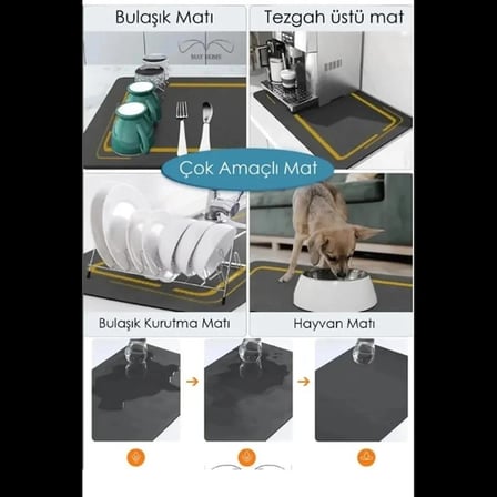 Çok Amaçlı Su Emici Kurutma Matı | Kaymaz Tabanlı Nappa Deri Tezgah ve Lavabo Altlığı 40x50 cm